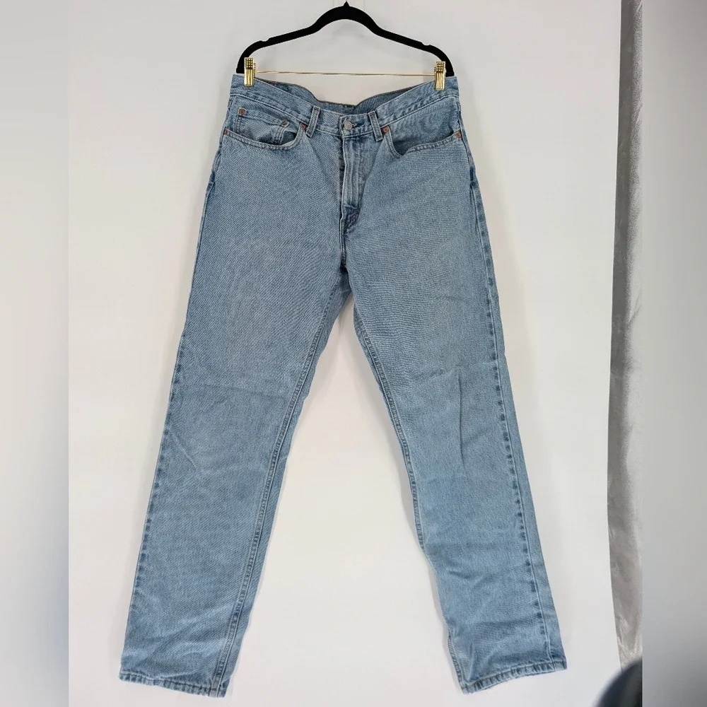 Levis 550 Relaxed‎ Fit Tapered Leg Light Wash Blue Denim Jeans Mens 34x34